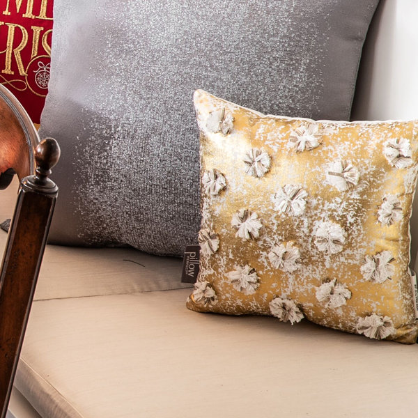 Pillow Perfect Glamour Poms Cotton Throw Pillow Wayfair